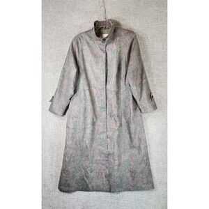 London Fog x Wamsutta Floral Print Trench Coat Womens 6 Gray Purple Vintage